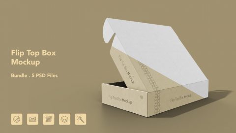 Flip Top Box Mockup Bundle – 5 PSD Packaging Mockups