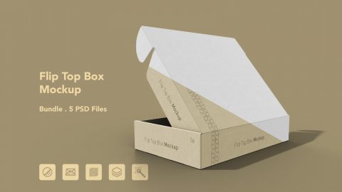 Flip Top Box Mockup – 5 PSDs Bundle