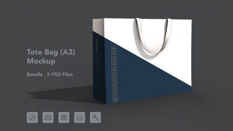 Paper Bag Mockup Bundle – 5 PSD Files, Shopping Bag Mockup, Tote Bag
