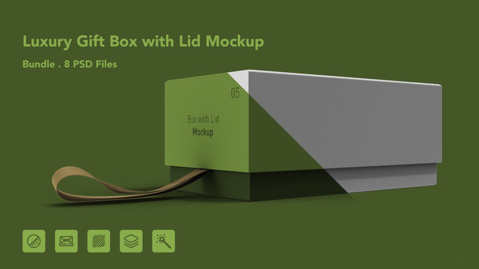 Gift Box with Lid Mockup Bundle – 8 PSD Files, Packaging Box Branding Mockup