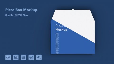 Pizza Box Mockup Bundle – 5 PSD Files, Food Packaging Mockup