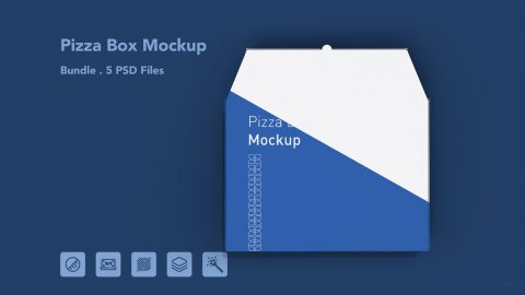 Pizza Box Mockup Bundle – 5 PSD Files, Food Packaging Mockup