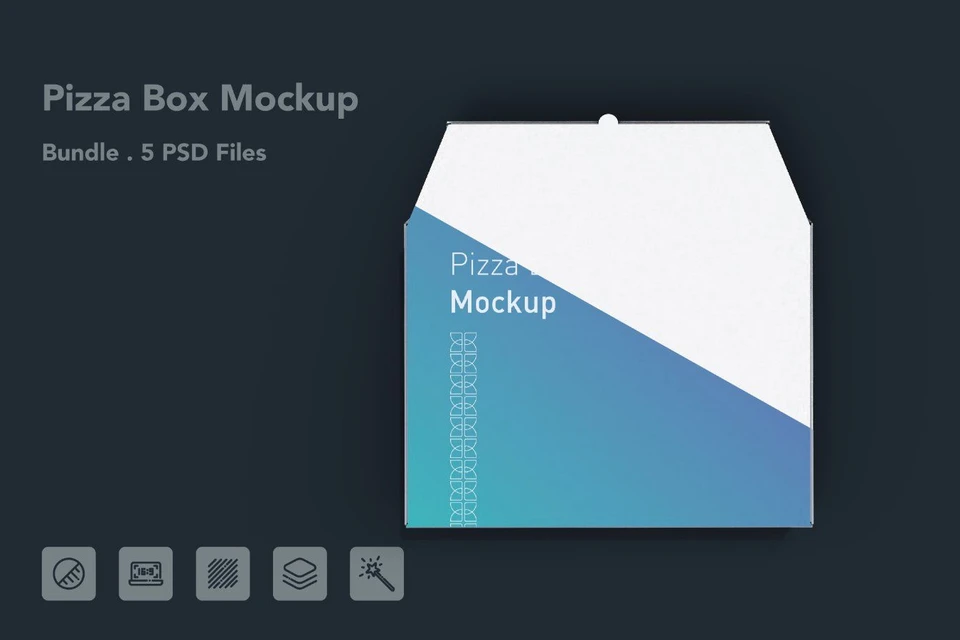 Pizza Box Mockup Bundle – 5 PSD Files, Food Packaging Mockup