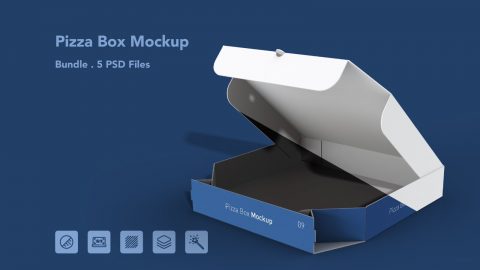 Pizza Box Mockups – 5 PSD Files, Food Packaging Mockup
