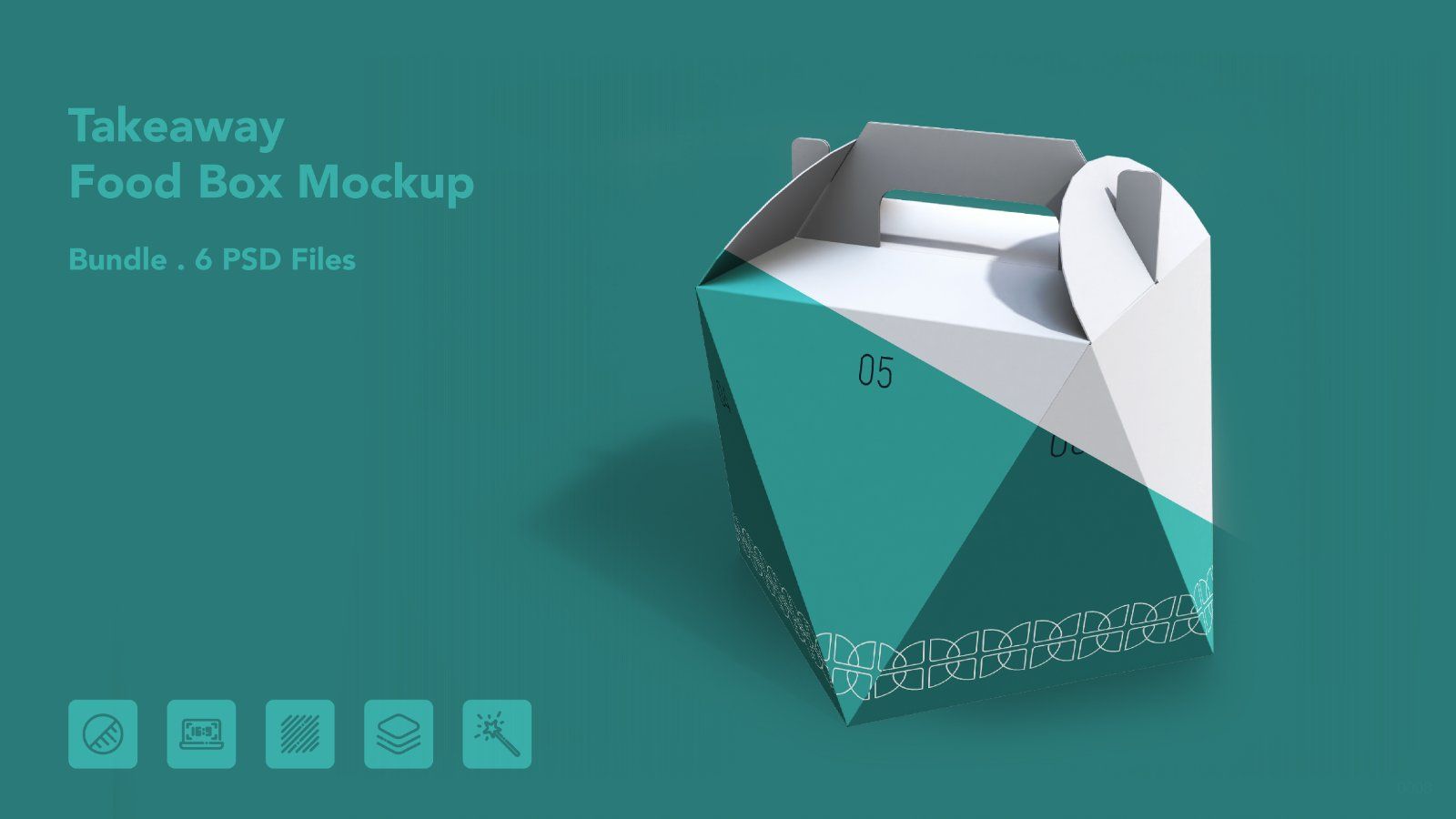 Takeaway Food Box Mockup – 6 PSD Files, Food Packaging & Carry Box Mockup