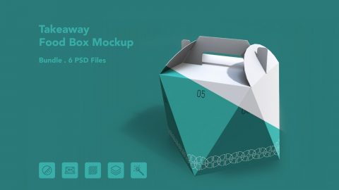 Takeaway Food Box Mockup – 6 PSD Files, Food Packaging & Carry Box Mockup