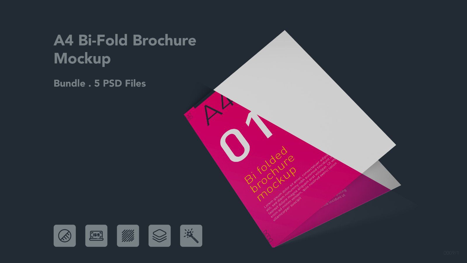 A4 Bi-Fold Brochure Mockup – 5 PSD Files, Folded Flyer & Print Branding Mockup