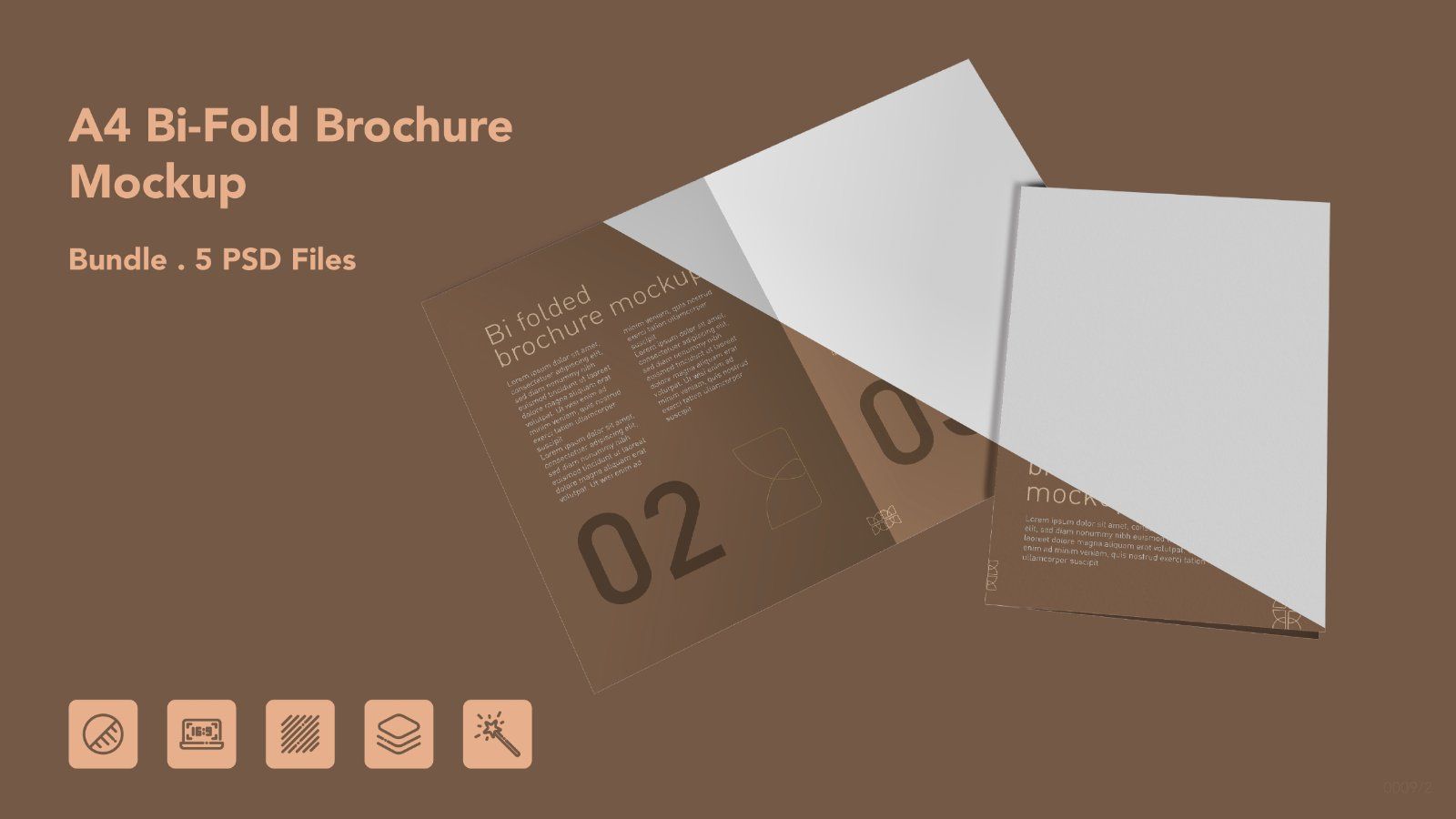 A4 Bi-Fold Brochure Mockup – 5 PSD Bundle Files, Folded Flyer & Print Branding Mockup