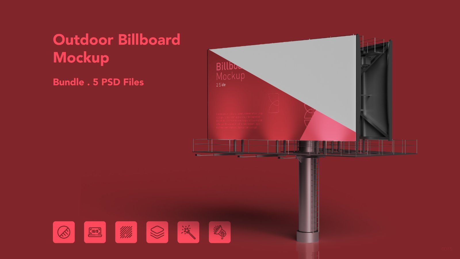 Outdoor Billboard Mockup – 5 PSDs, Double-Sided Advertising Display