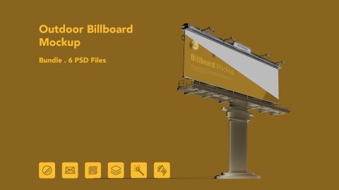 Outdoor Billboard Mockup – Advertising Display Stand, 6 PSD Files