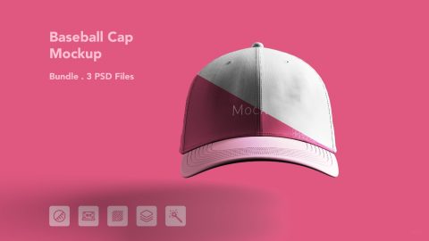 Baseball Cap Mockup – Hat Design, 3 PSD Files