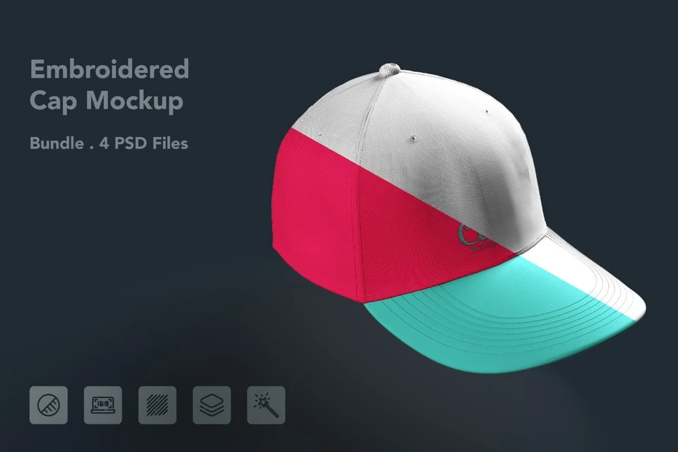 Embroidered Cap Mockup – Baseball Hat Branding, 4 PSD Files