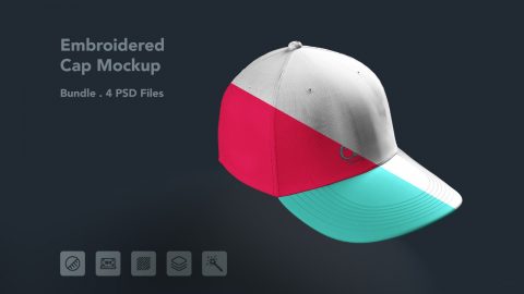 Embroidered Cap Mockup – Baseball Hat Branding, 4 PSD Files