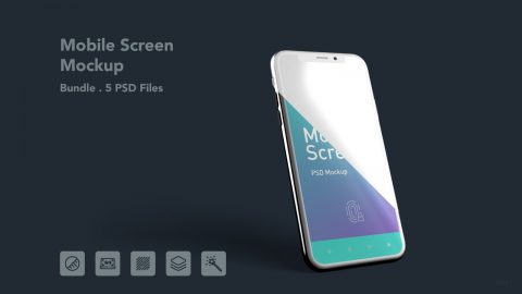 Mobile Display Mockup – Smartphone Screen Bundle, 5 PSDs