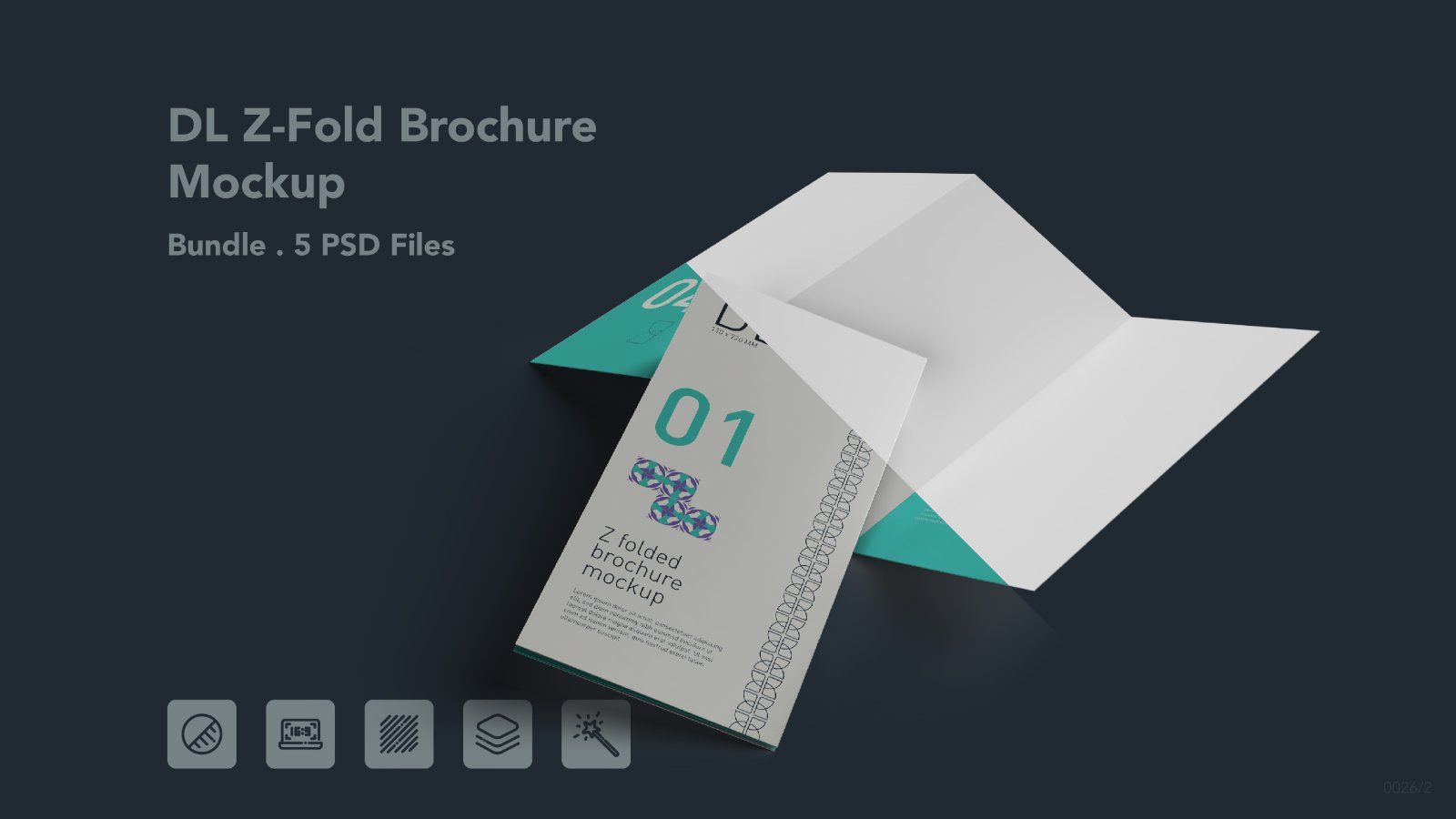DL Z Fold Brochure Mockup - 5 PSDs Bundle