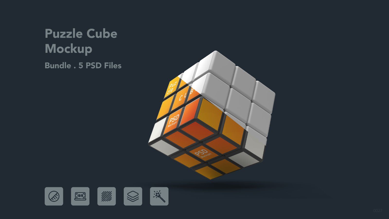 Puzzle Cube Mockup - 5 PSDs