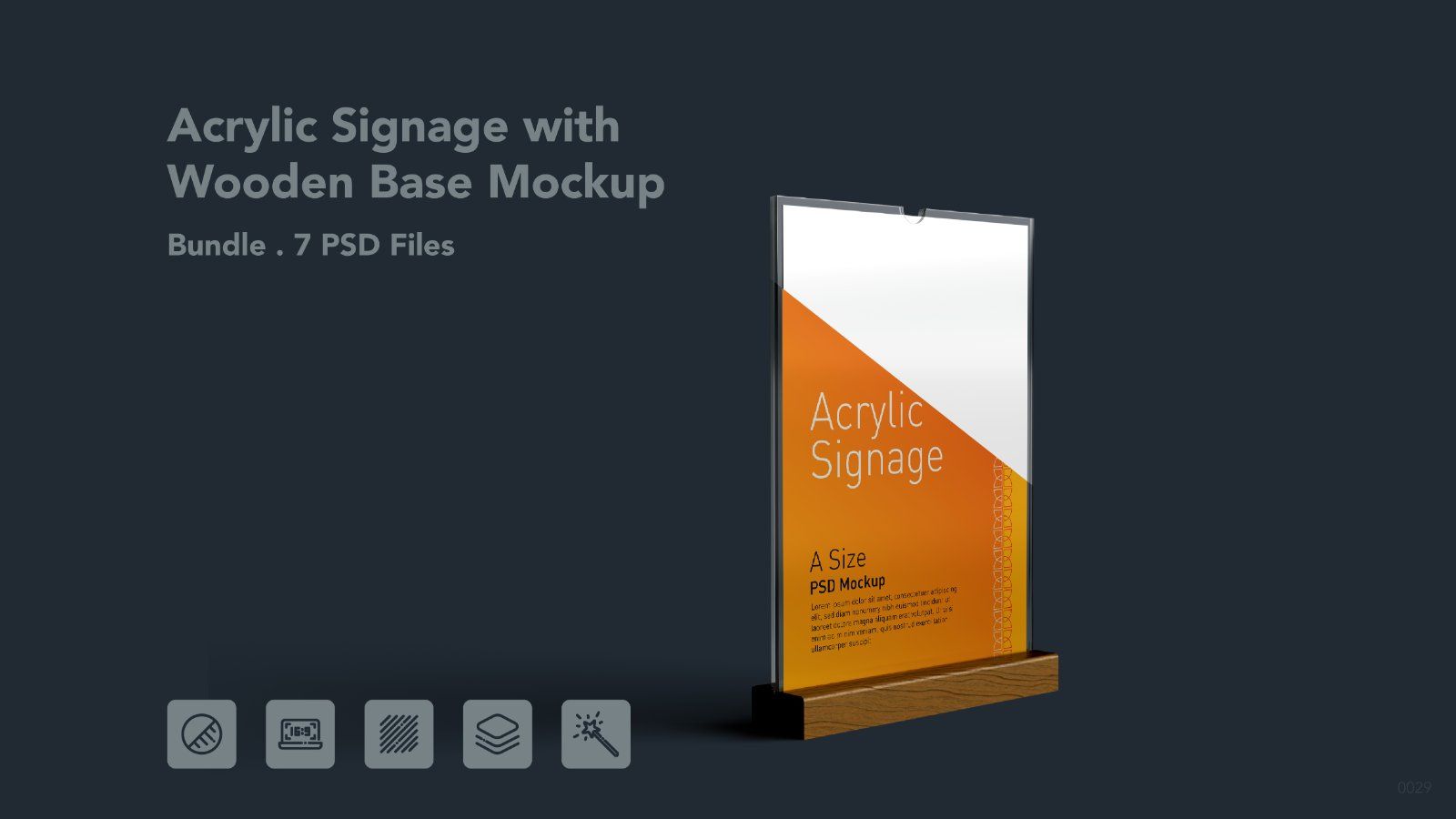 Wooden Base Acrylic Sign Holder Mockup - 7PSDs