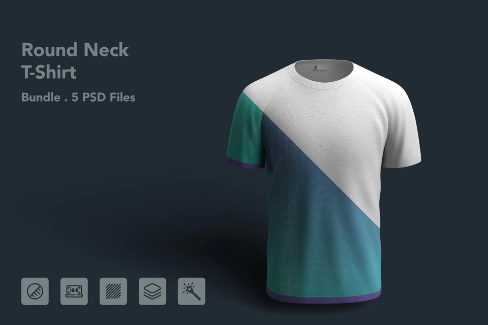 Round Neck T-Shirt Mockup - 5 PSDs