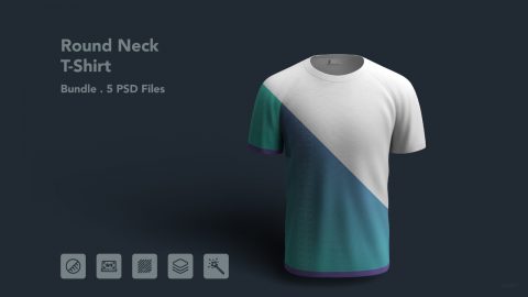 Round Neck T-Shirt Mockup - 5 PSDs