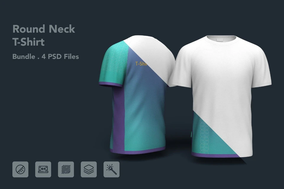 Round Neck T-Shirt Mockup - 4 PSDs