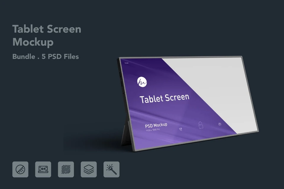 Tablet Screen Mockup - 5 PSDs