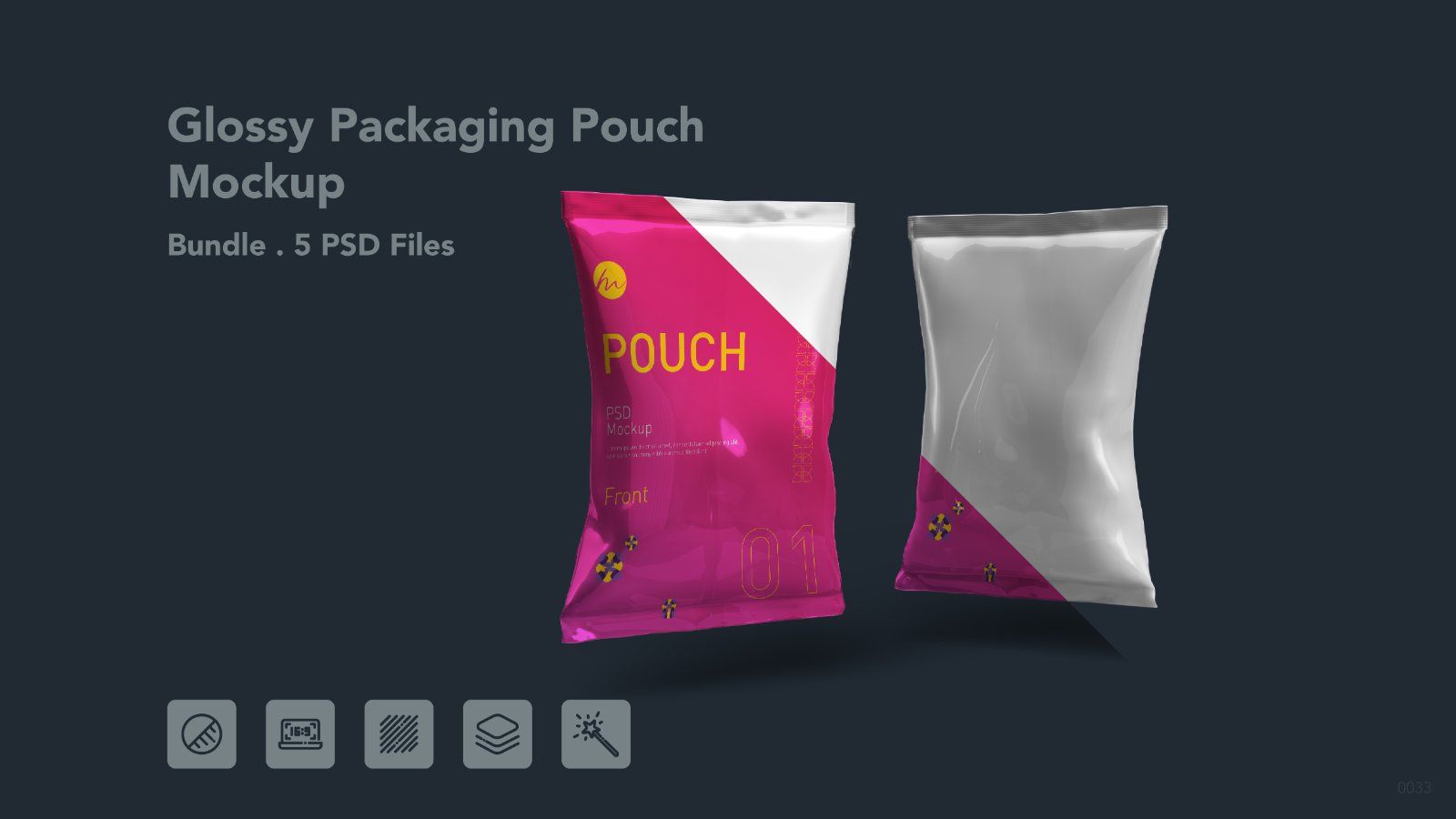 Snack Pouch Packaging Mockup - 5 PSD