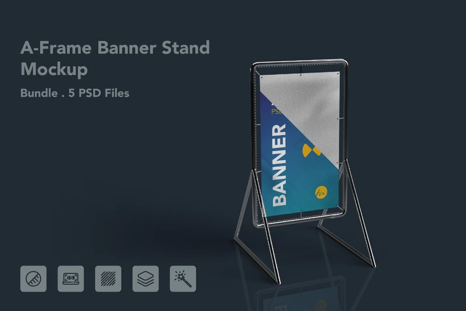 A-Frame Sidewalk Banner psd Mockup - 5 PSDs