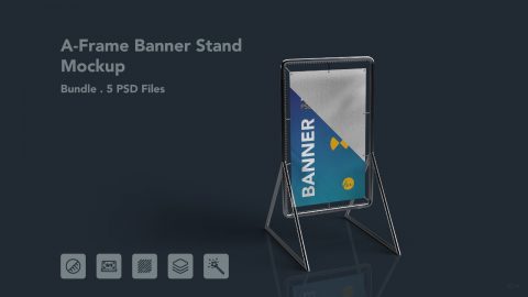 A-Frame Sidewalk Banner psd Mockup - 5 PSDs