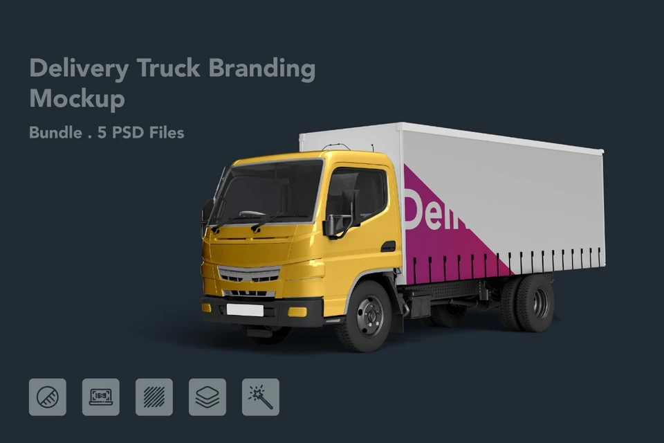 Delivery Box Truck Mockup - 5 PSDs
