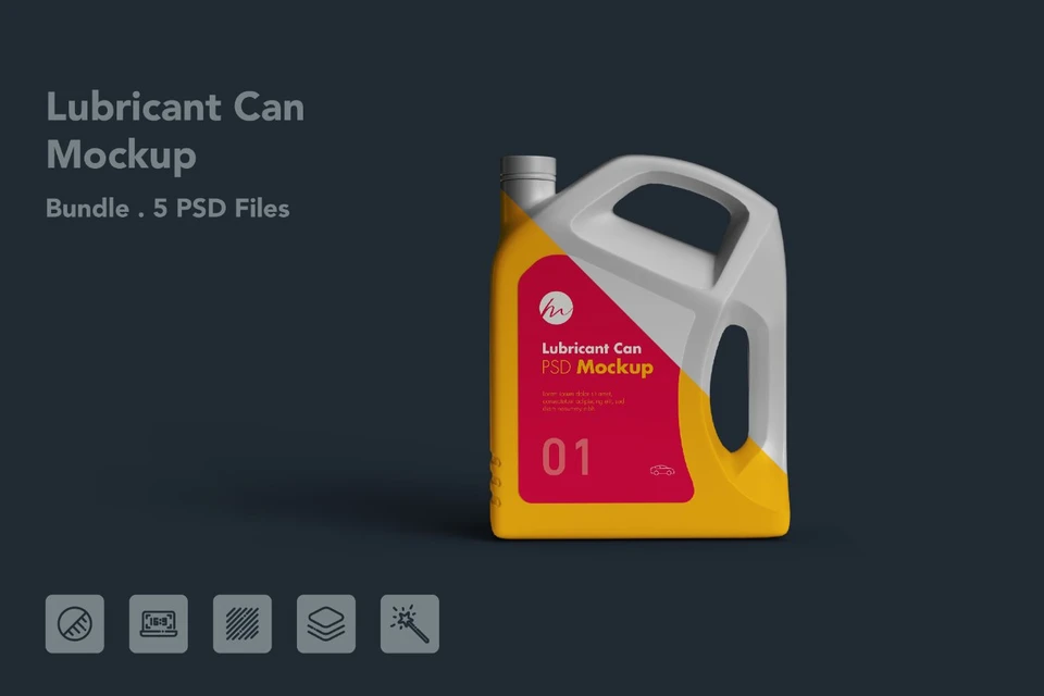 Lubricant Oil Can Mockup – 5 PSD