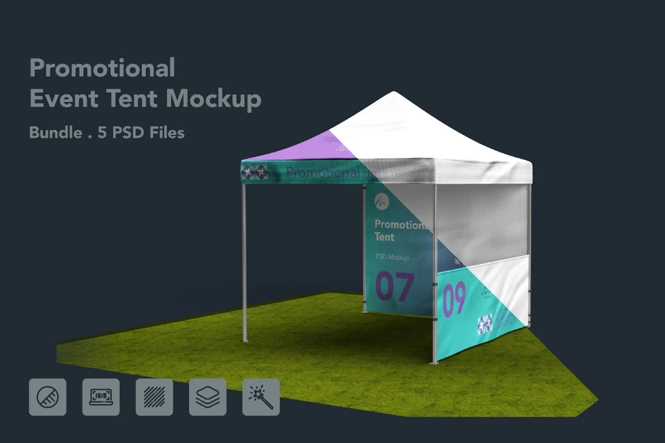 Promotional Pop Up Canopy Tent Mockup – 5 PSD Bundle