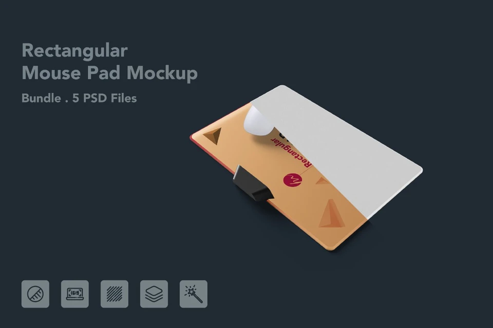 Rectangular Mouse Pad Mockup – 5 PSDs