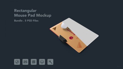 Rectangular Mouse Pad Mockup – 5 PSDs