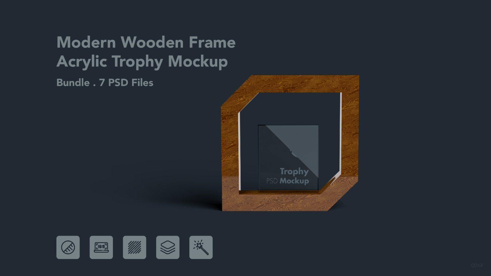 Wooden Frame Acrylic Trophy Mockup – 7 PSD Bundle — image 1