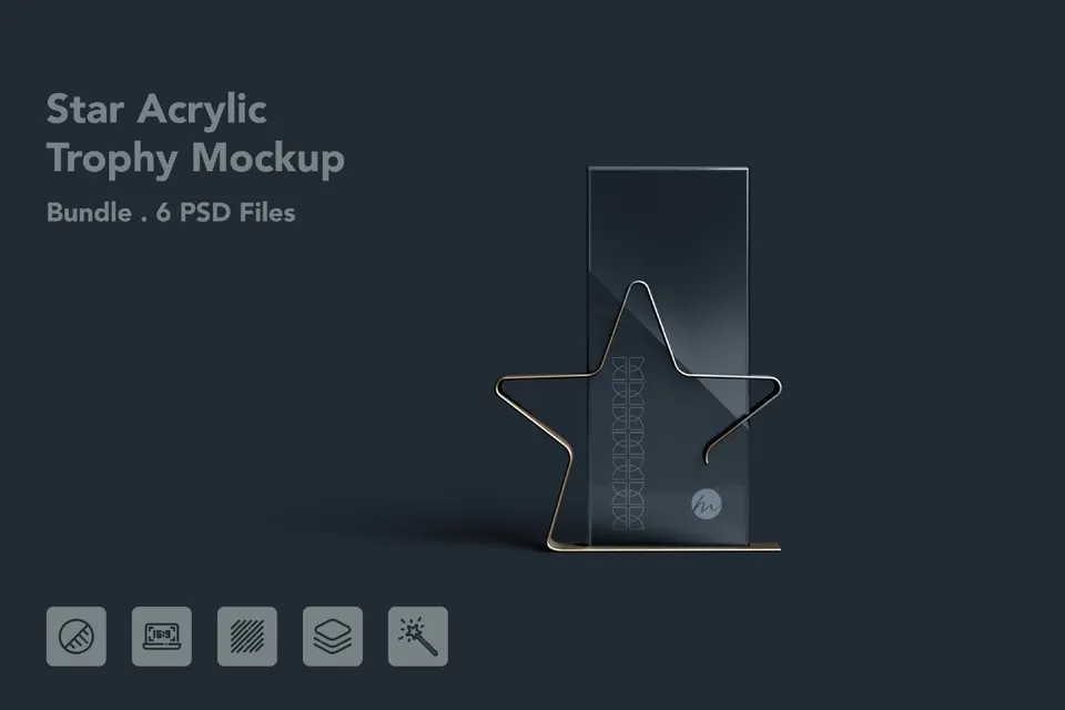 Star Frame Acrylic Trophy Mockup – 5 PSDs