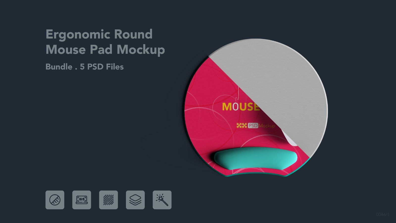 Ergonomic Round Mouse Pad with Wrist Rest Mockup – 5 PSDs — image 1