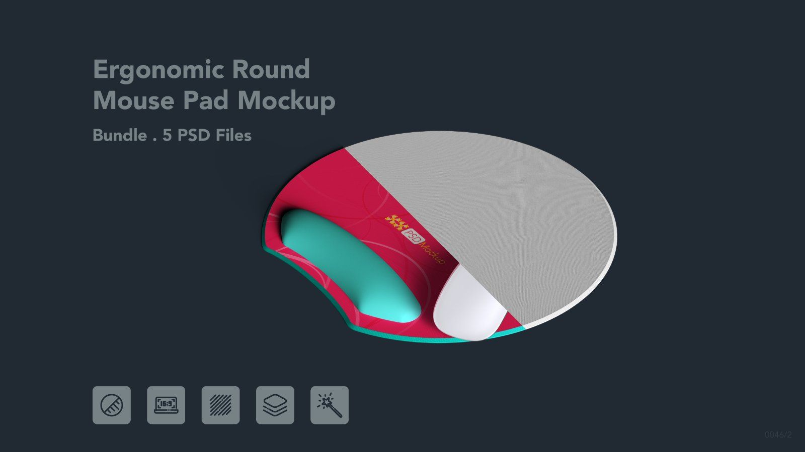 Ergonomic Round Mouse Pad with Wrist Rest Mockup – 5 PSD bundle — image 1