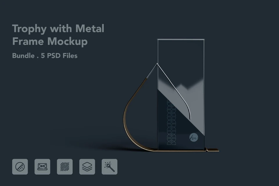Teardrop Metal Frame Glass Trophy - 5 PSDs