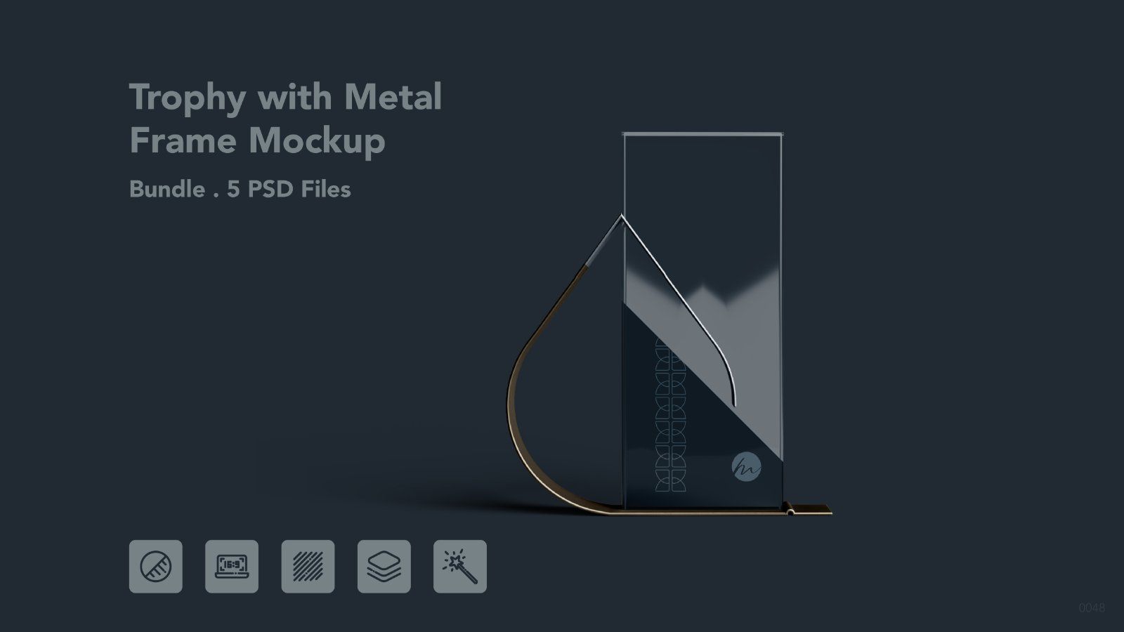 Teardrop Metal Frame Glass Trophy - 5 PSDs — image 1