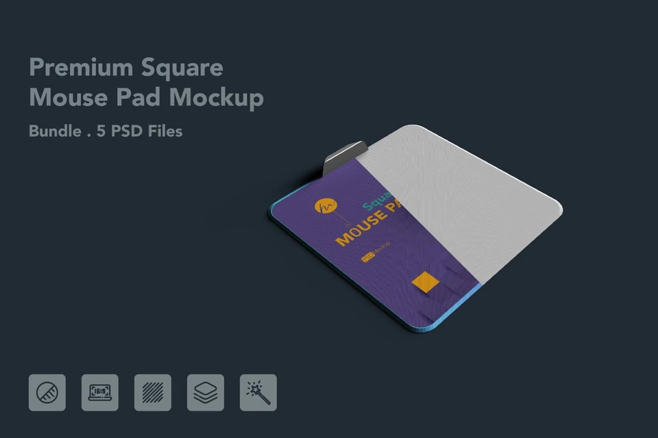 Premium Square Mouse Pad - 5 PSDs