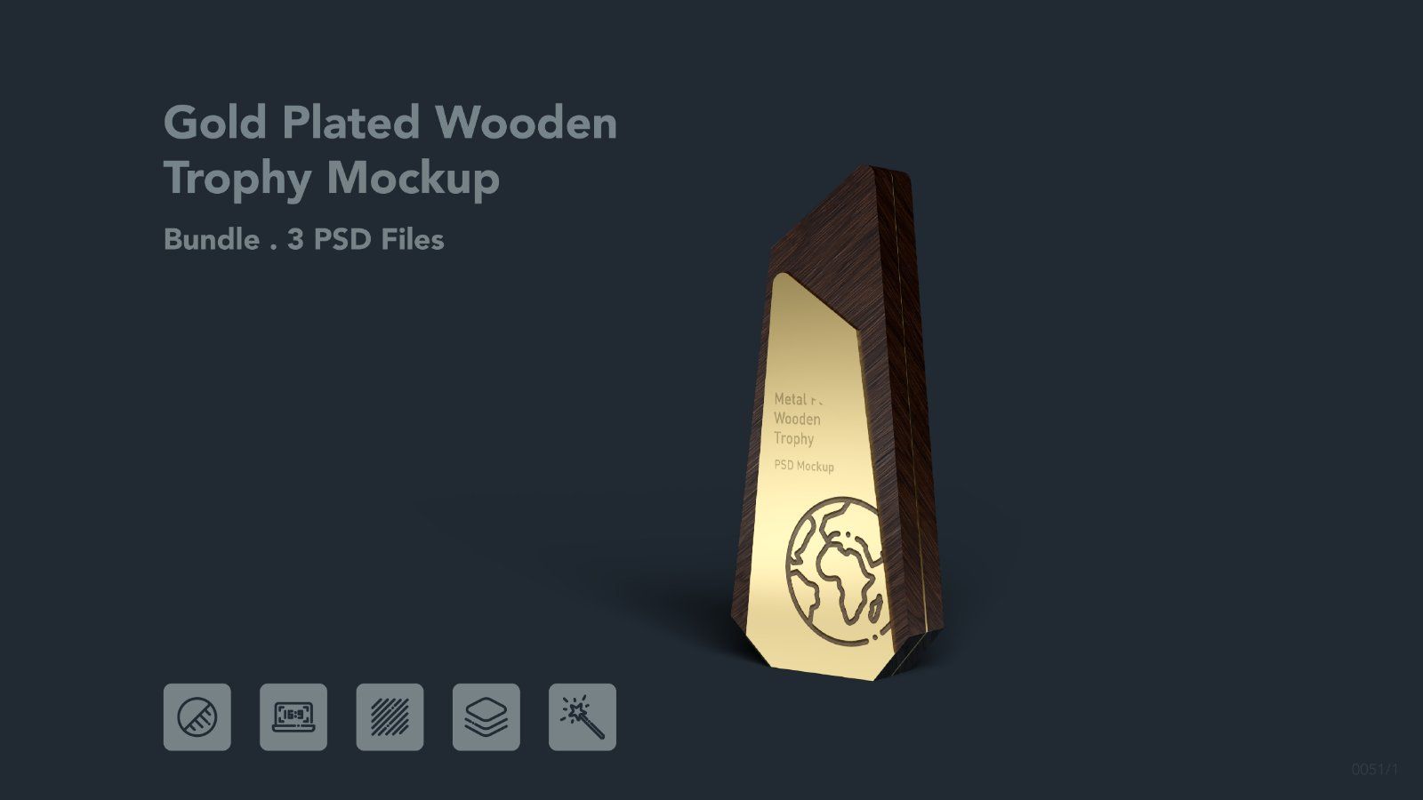 Gold Plated Wooden Trophy - 3 PSDs — image 1