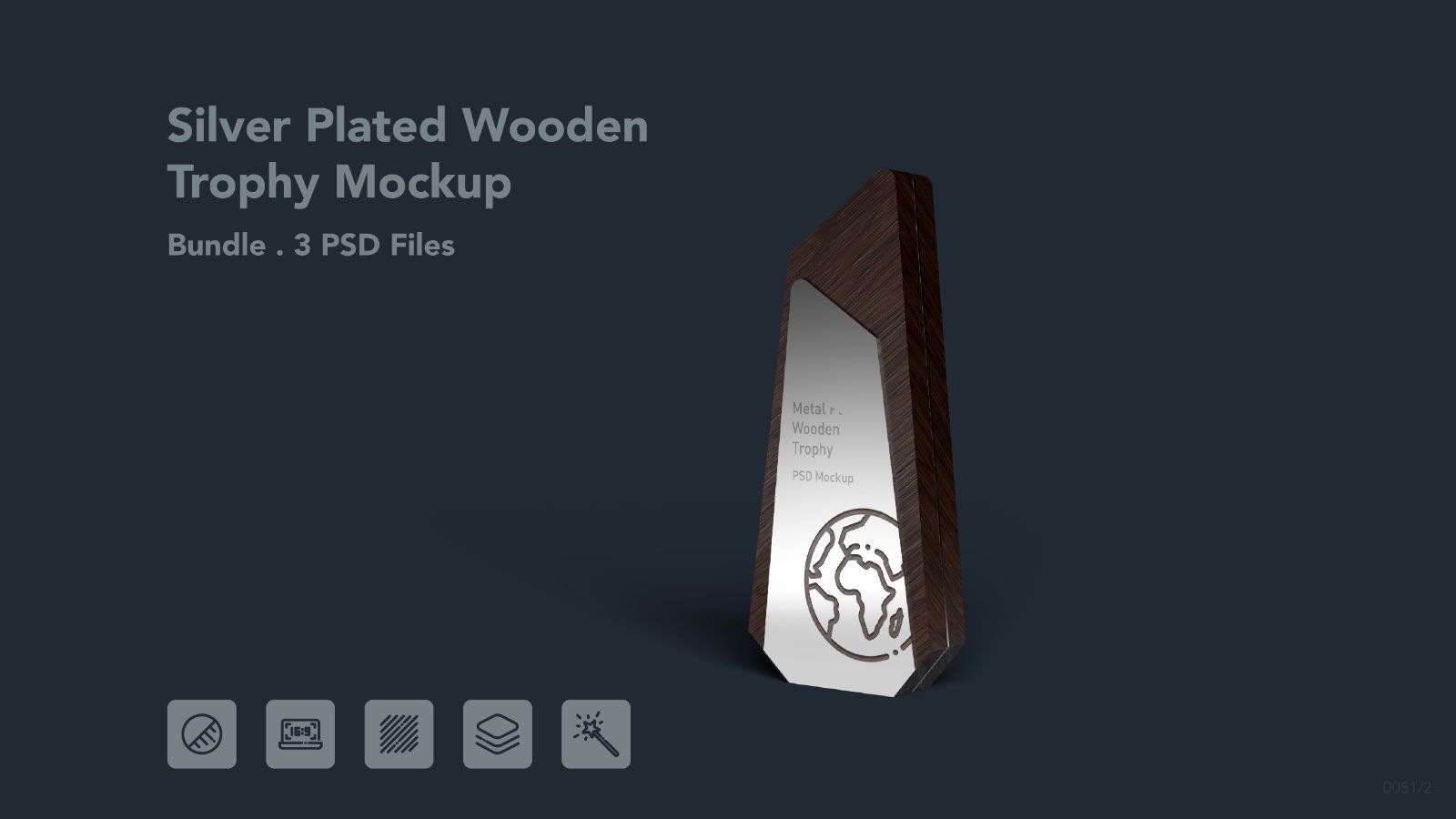 Silver Plated Wooden Trophy - 3 PSDs — image 1