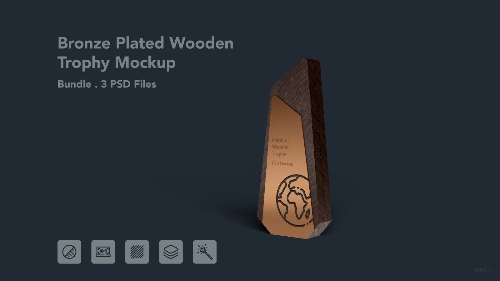 Bronze Plated Wooden Trophy - 3 PSDs — image 1