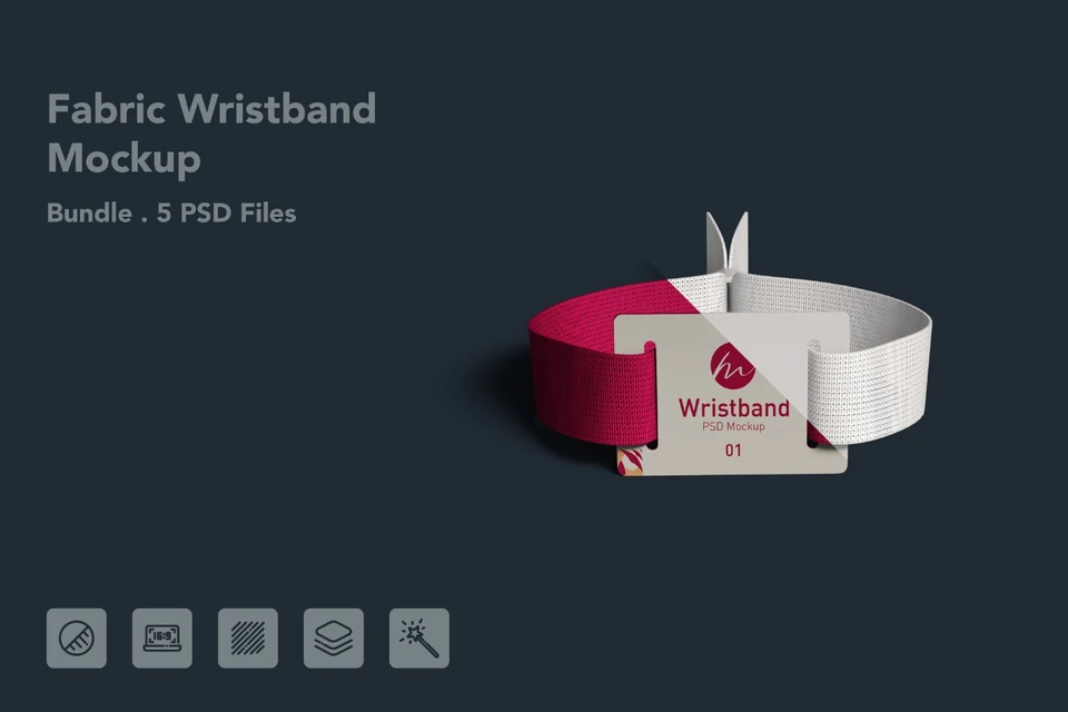 Fabric Event Wristband with ID Card - 5 PSDs