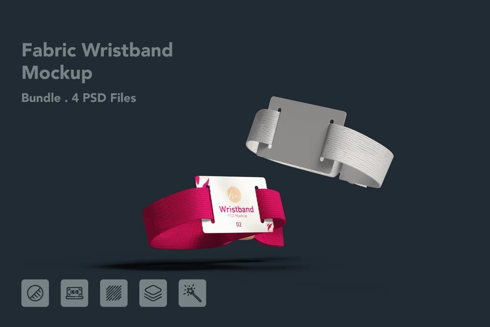 Fabric Event Wristband with ID Card - 4 PSDs
