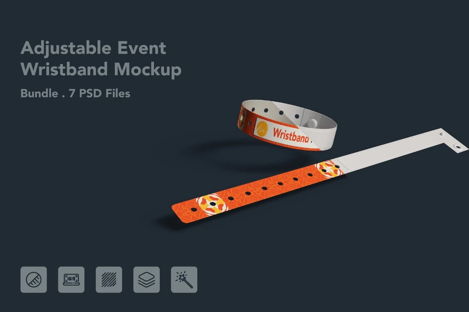 Adjustable Event Wristband - 7 PSDs Bundle