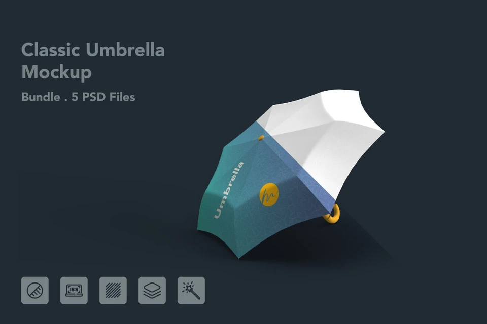 Umbrella Branding Mockup - 5 PSDs