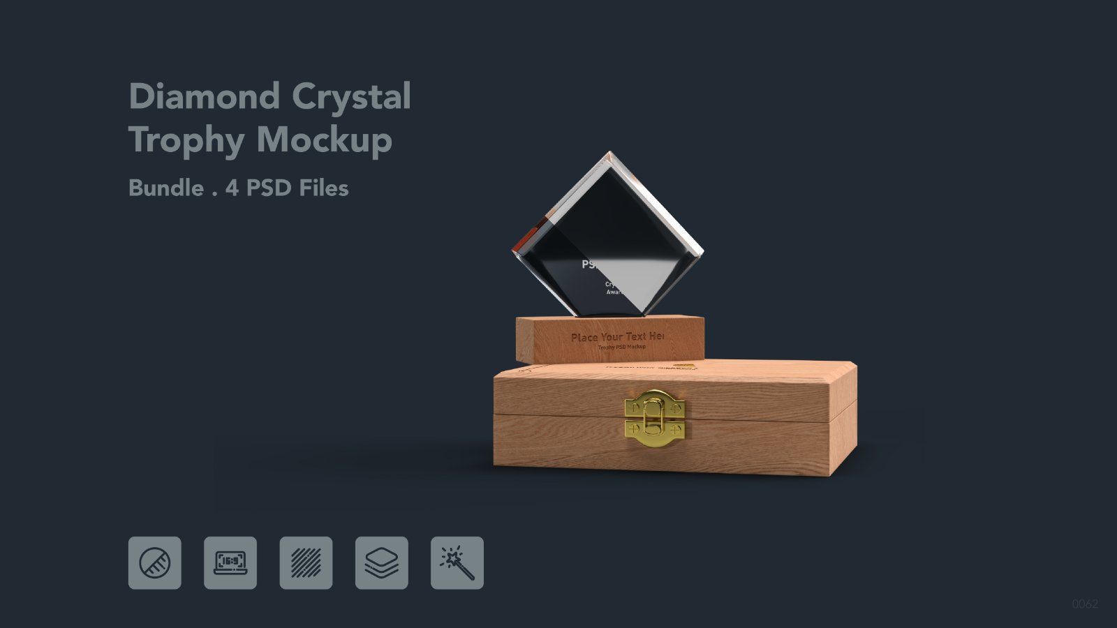 Diamond Crystal Trophy Award PSD Mockup - 4 PSDs — image 1