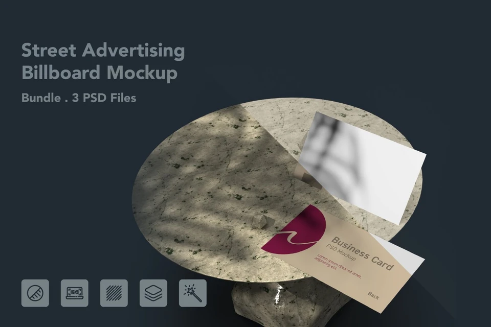 Business Card- 3 PSD Mockup