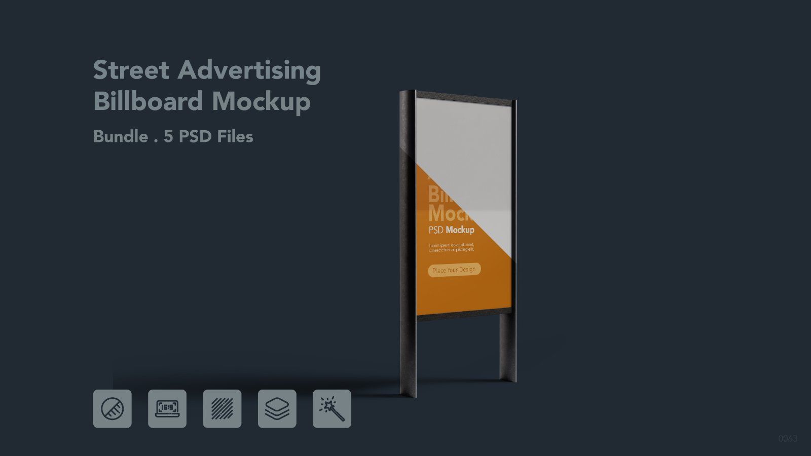 Street Advertising Billboard PSD Mockup - 5 PSDs — image 1